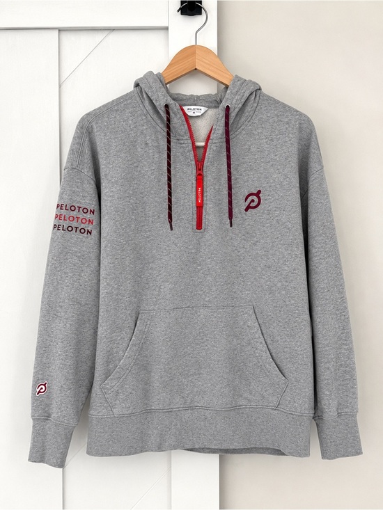 Peloton Tops - Peloton Gray Half Zip Hoodie Sweatshirt Logo Pullover Women’s Medium